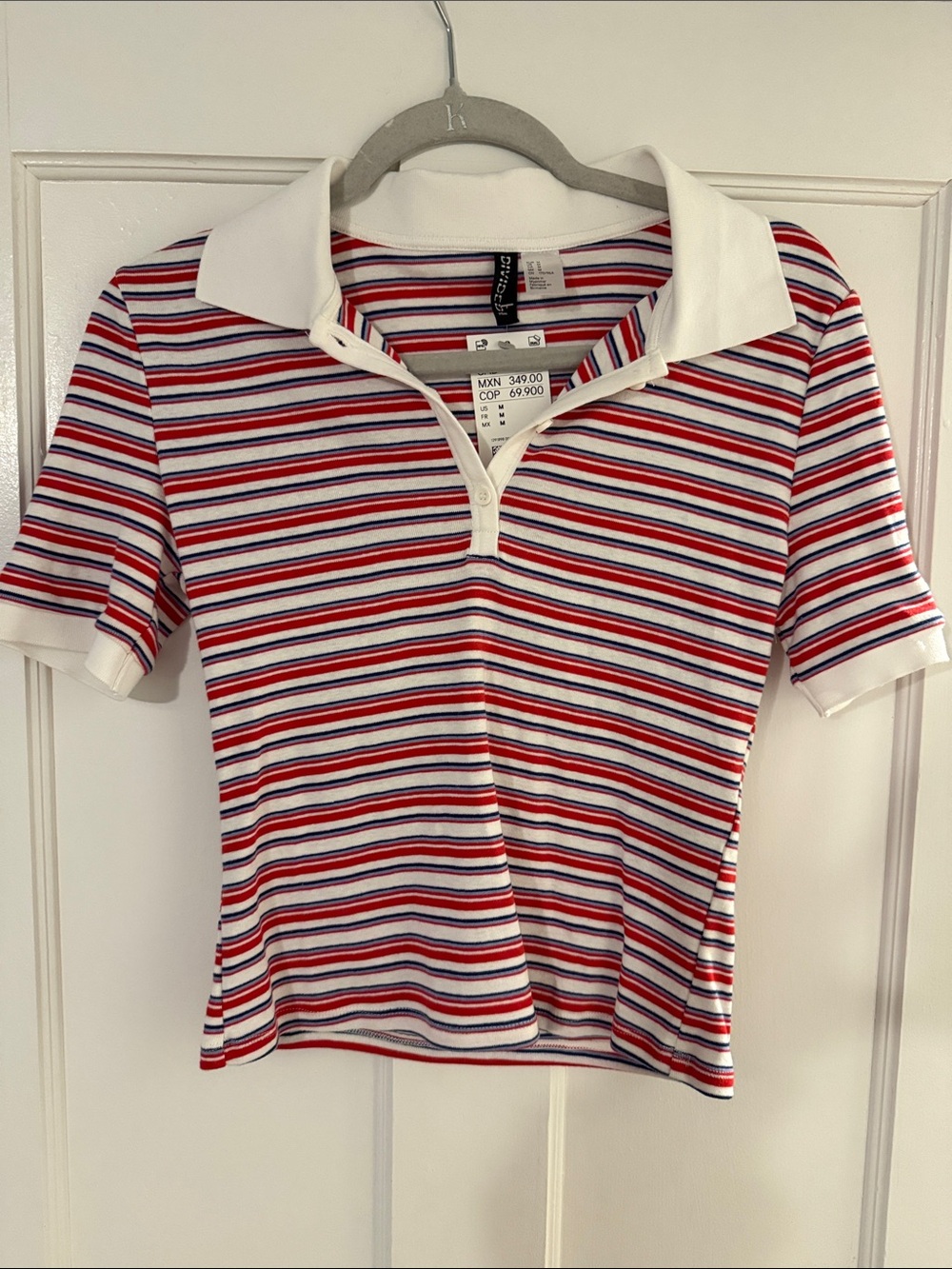 H&M Striped Polo Tee in Red, Blue and White